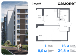 Санкт-Петербург, жилой комплекс Сандэй, 7.2, Продажа, Квартира или комната