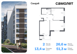 Санкт-Петербург, жилой комплекс Сандэй, 7.2, Продажа, Квартира или комната