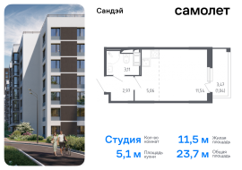 Санкт-Петербург, жилой комплекс Сандэй, 7.2, Продажа, Квартира или комната